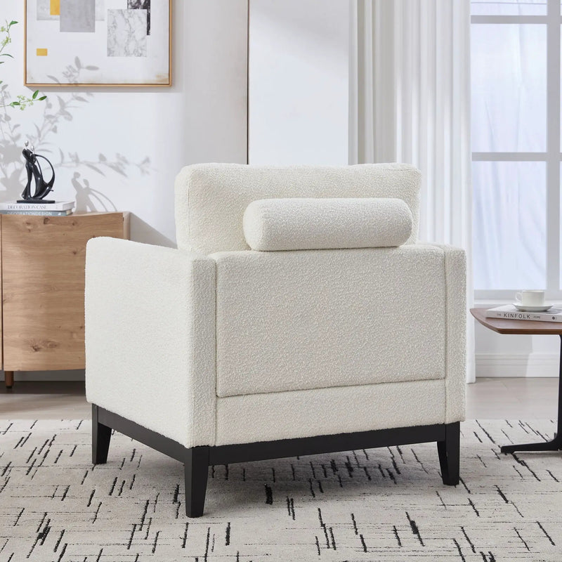 Wide Modern Farmhouse Performance Accent Chair With Legs, Wood Base by Unique Piece Furniture