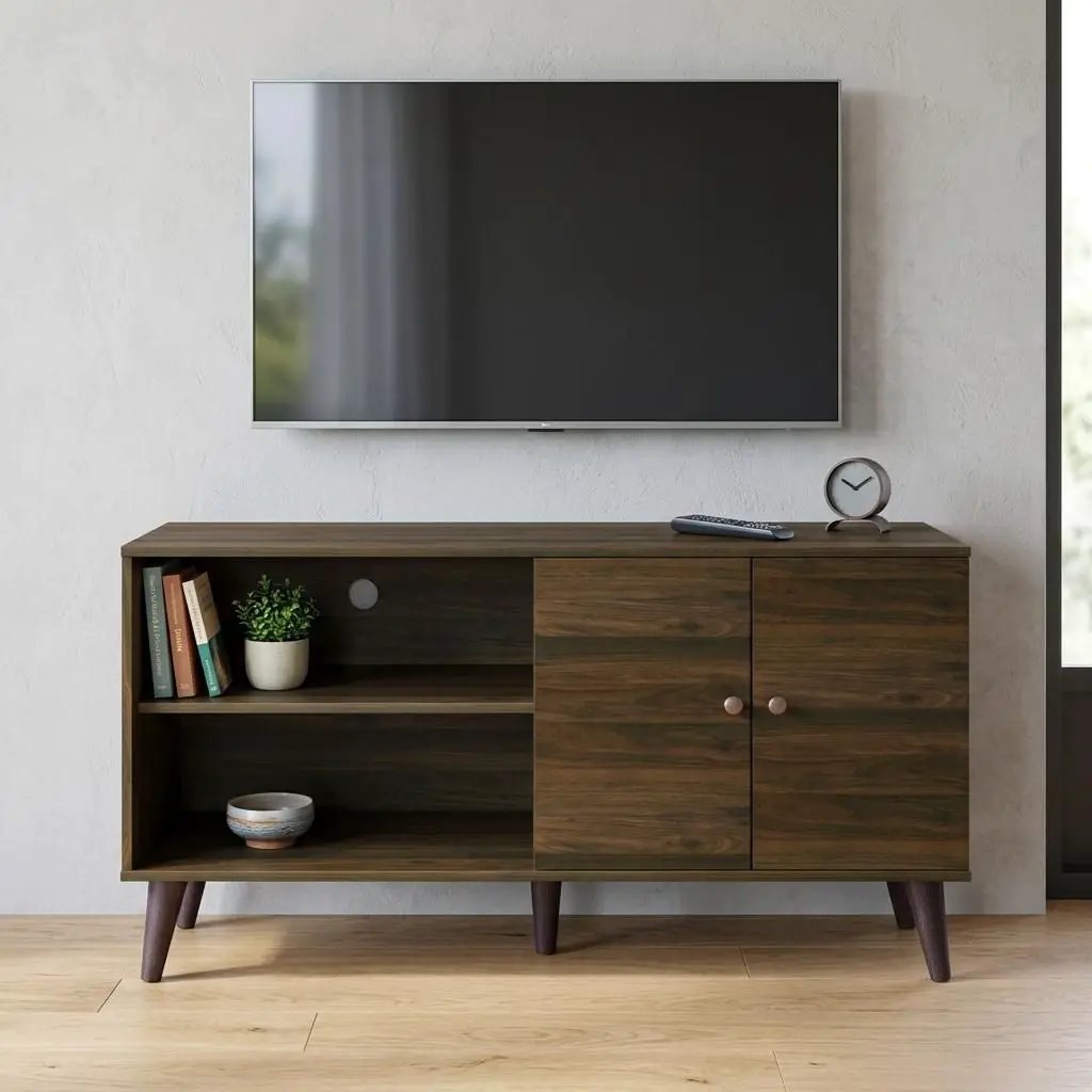 Amidon - TV Stand, With 2 Storage Shelves And 1 Cabinet by Unique Piece Furniture