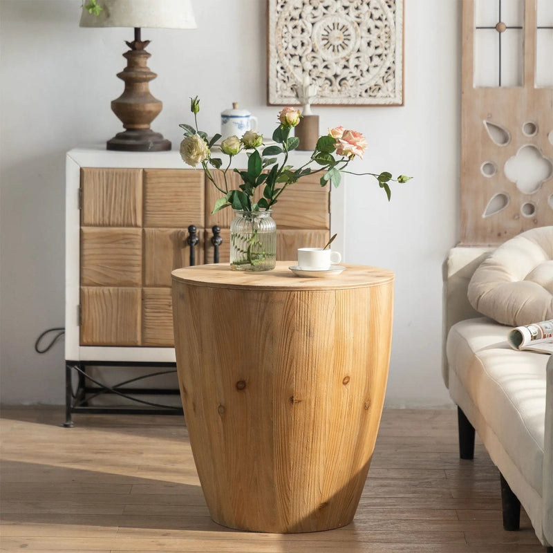 Vintage Style Barrel Coffee Table With Storage by Unique Piece Furniture