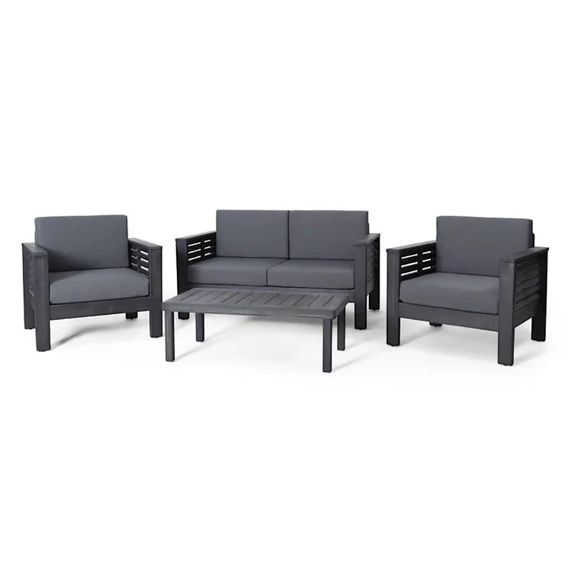 Acacia Wood Loveseat And Coffee Table Set With Cushions by HouseOfZazla