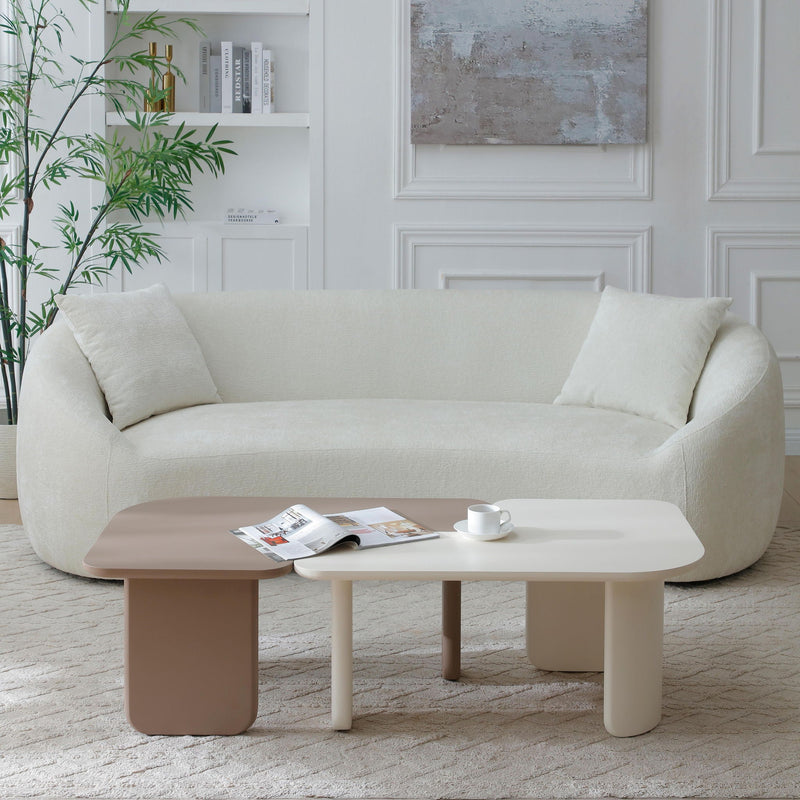 2 Pieces Modular Coffee Table Set, Free Combination - Khaki / White by HouseOfZazla