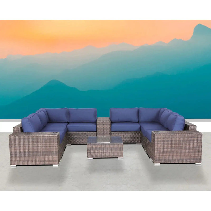 Modern Patio Rattan Sectional Set With Cushions by Unique Piece Furniture