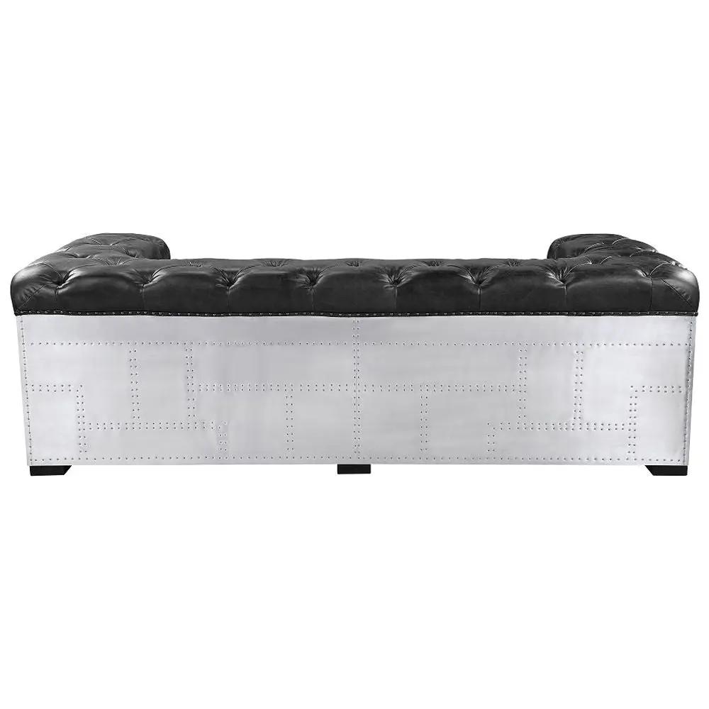 Brancaster - Sofa - Black Top Grain Leather & Aluminum by Unique Piece Furniture