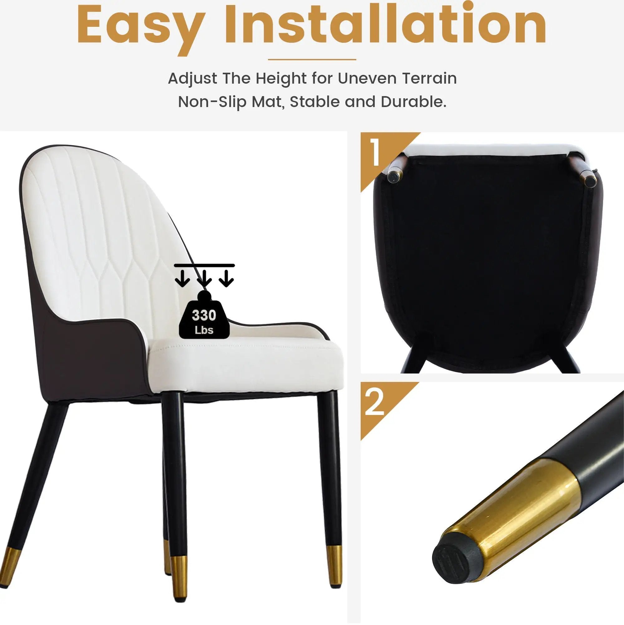 Modern Sponge-Filled Dining Chair, Solid Wood Metal Legs, Suitable For Restaurants, Living Rooms And Rooms (Set of 2) by Unique Piece Furniture