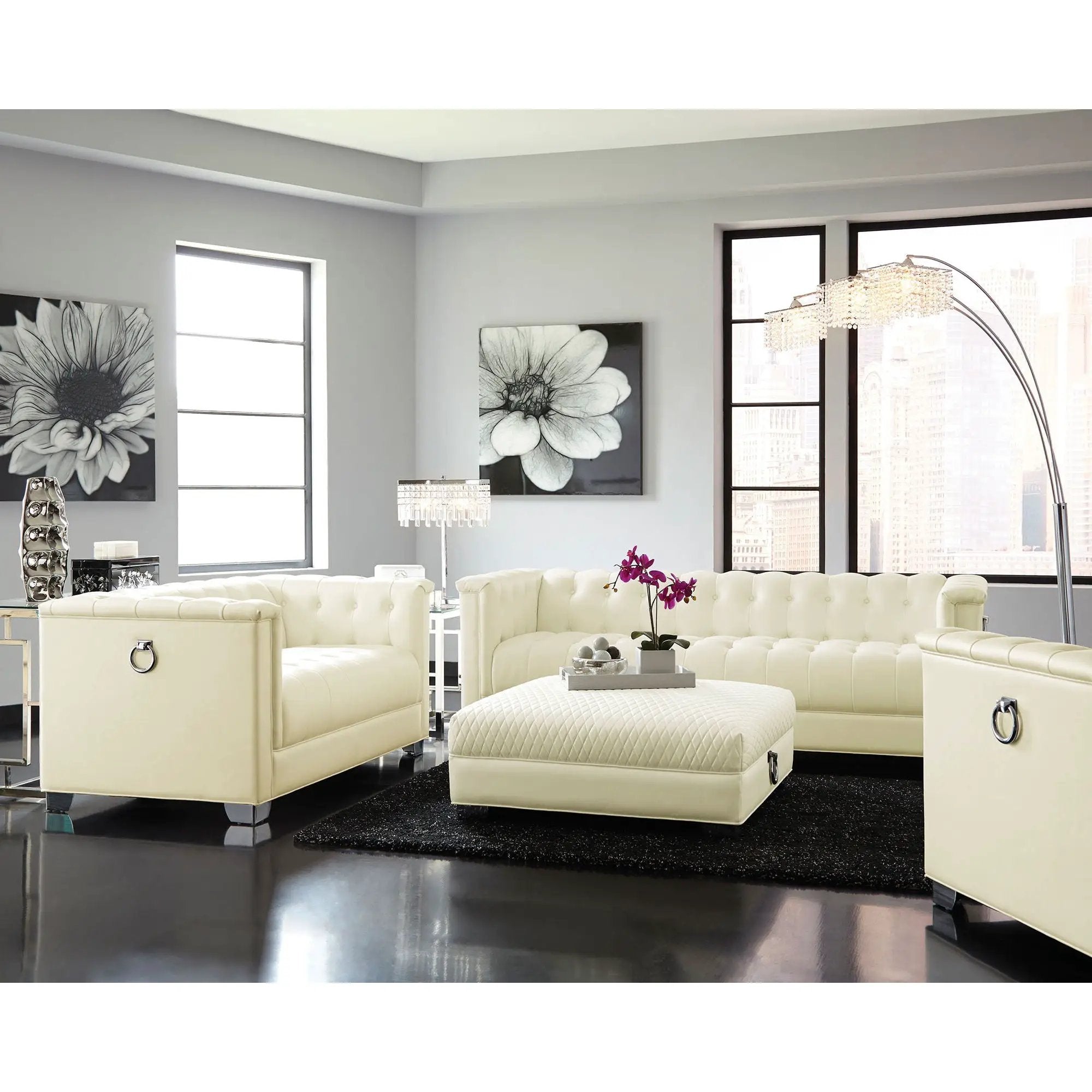 Cordelia - Square Ottoman - White by HouseOfZazla