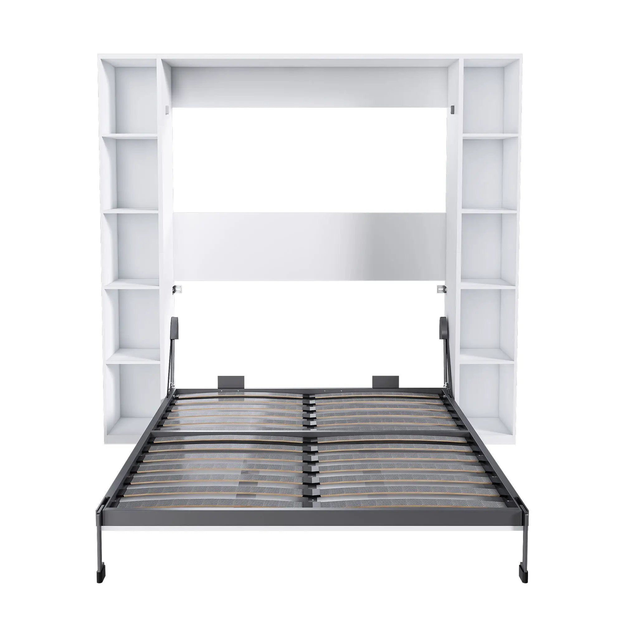 Queen Murphy Bed With Storage Cabinet - White by HouseOfZazla