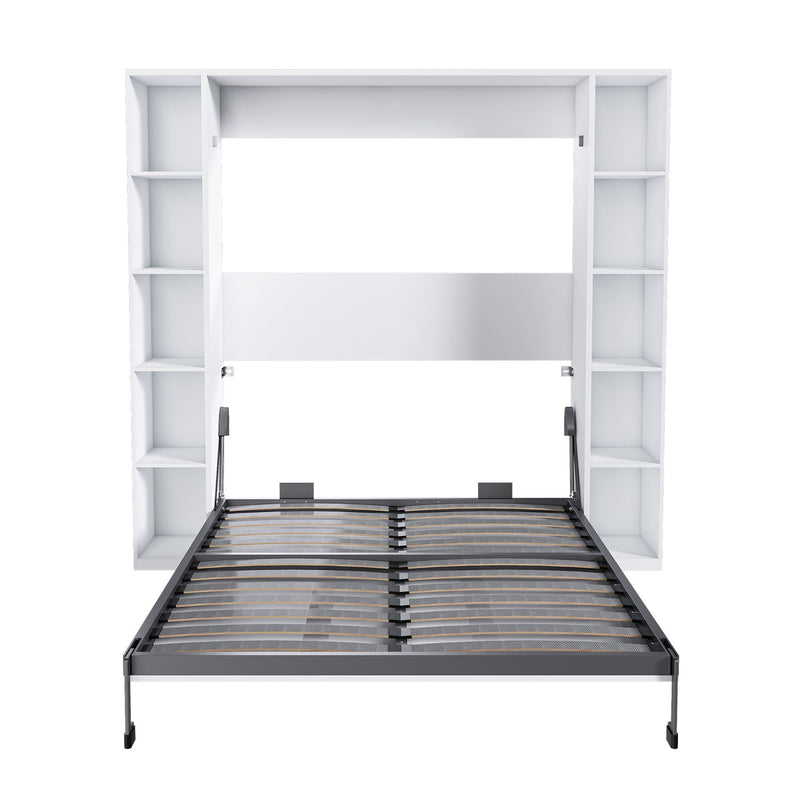Queen Murphy Bed With Storage Cabinet - White by HouseOfZazla