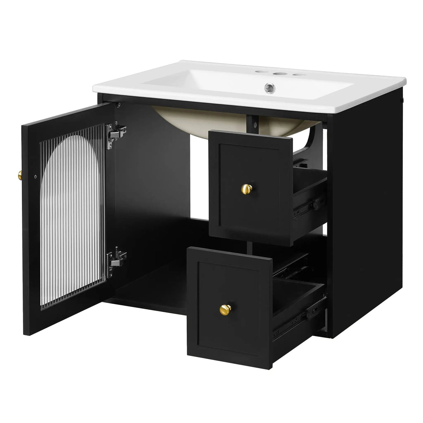 Wall-Mounted Bathroom Vanity Set With Sink, 2 Drawers And Soft-Close Door by HouseOfZazla