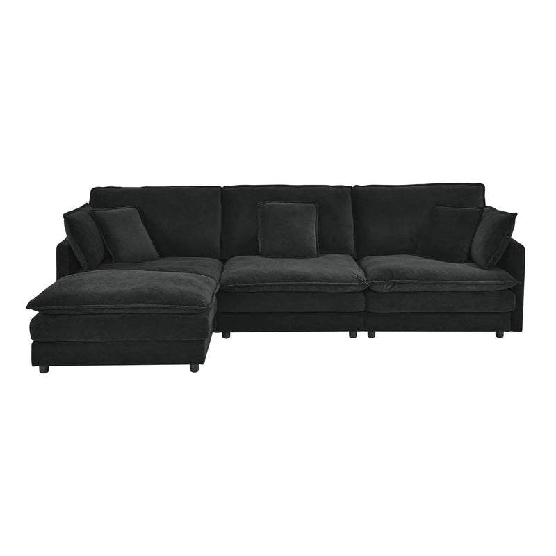 L-Shaped Sectional Sofa With Ottoman, Convertible 4 Seater Couch by HouseOfZazla