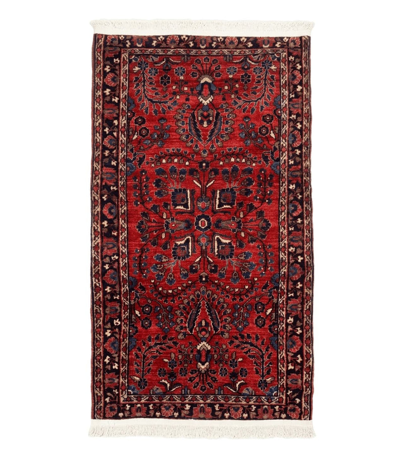 Small Red Persian Sarouk Rug 2.7 x 4.9, Floral, Antique by Jewel Rugs