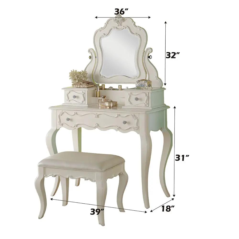 Edalene - Vanity Desk With Mirror - Pearl White by Unique Piece Furniture