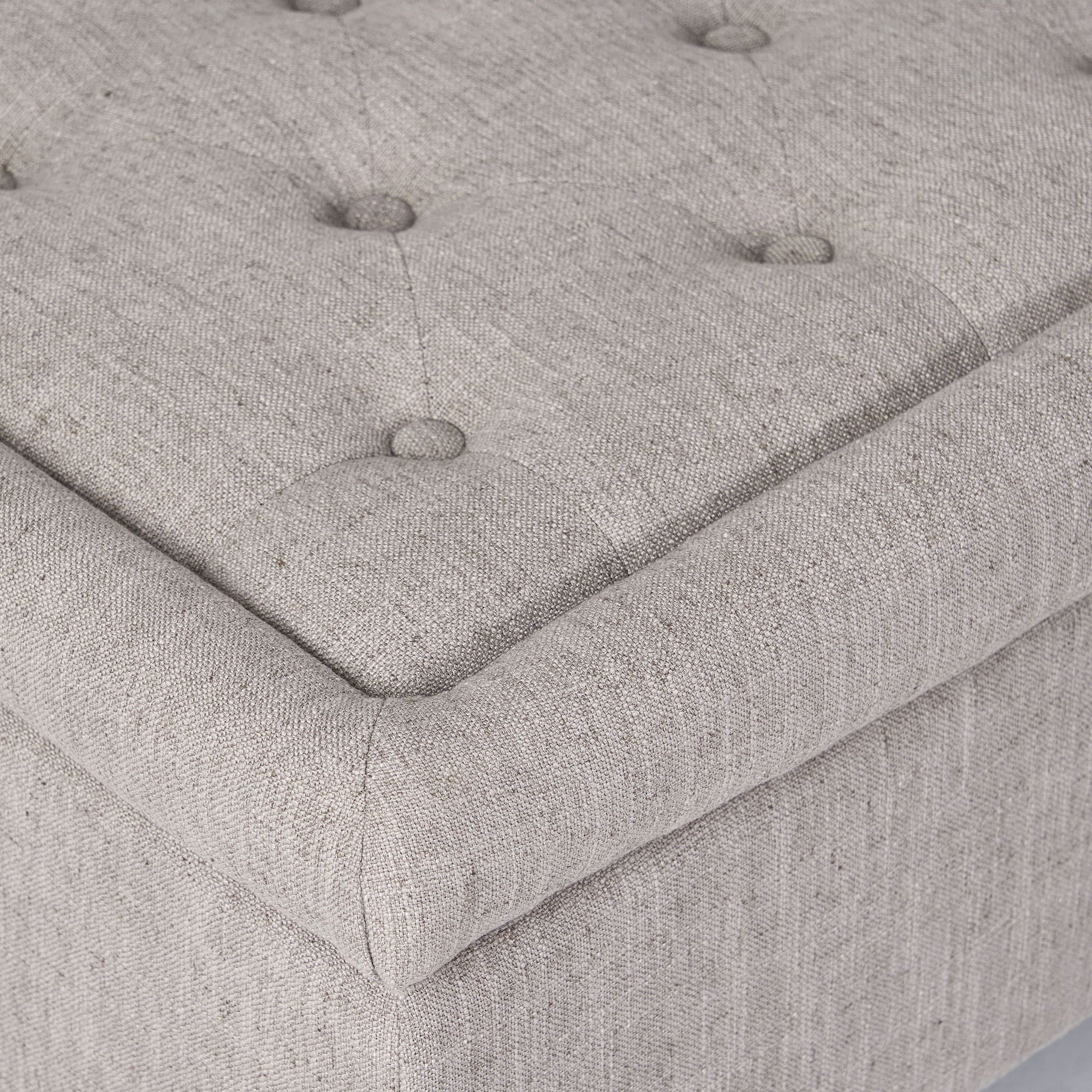 Dean Fabric Storage Wide Tufted Rectangle Ottoman - Gray by HouseOfZazla