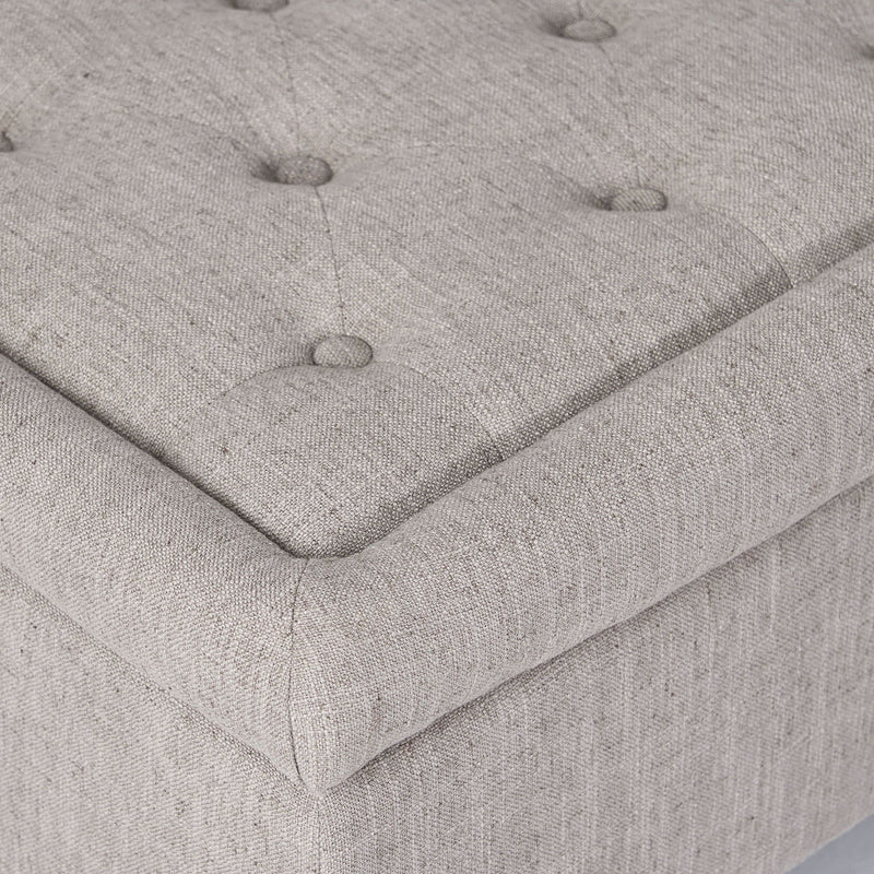 Dean Fabric Storage Wide Tufted Rectangle Ottoman - Gray by HouseOfZazla