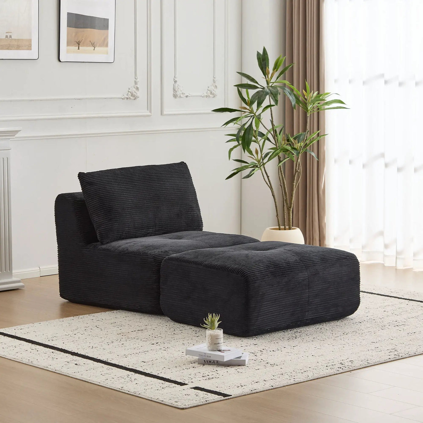 Single Chaise Longue With Movable Ottoman For Living Room by Unique Piece Furniture