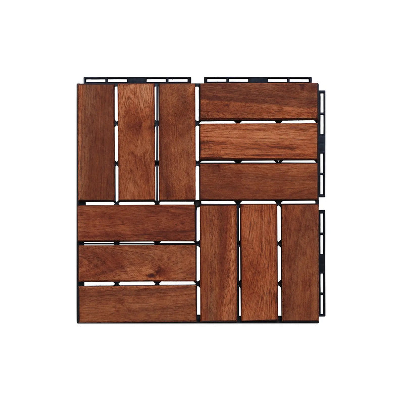 Interlocking Deck Tiles Checker Pattern, Square Acacia Hardwood Outdoor Flooring For Patio, Bancony, Pool Side by HouseOfZazla