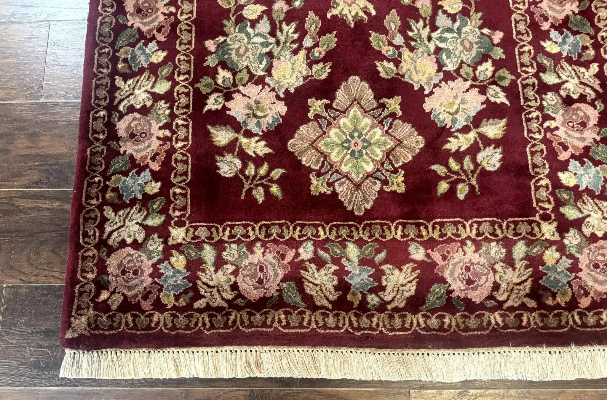 Indo Persian Kerman Rug 4x6, Burgundy, Floral by Jewel Rugs