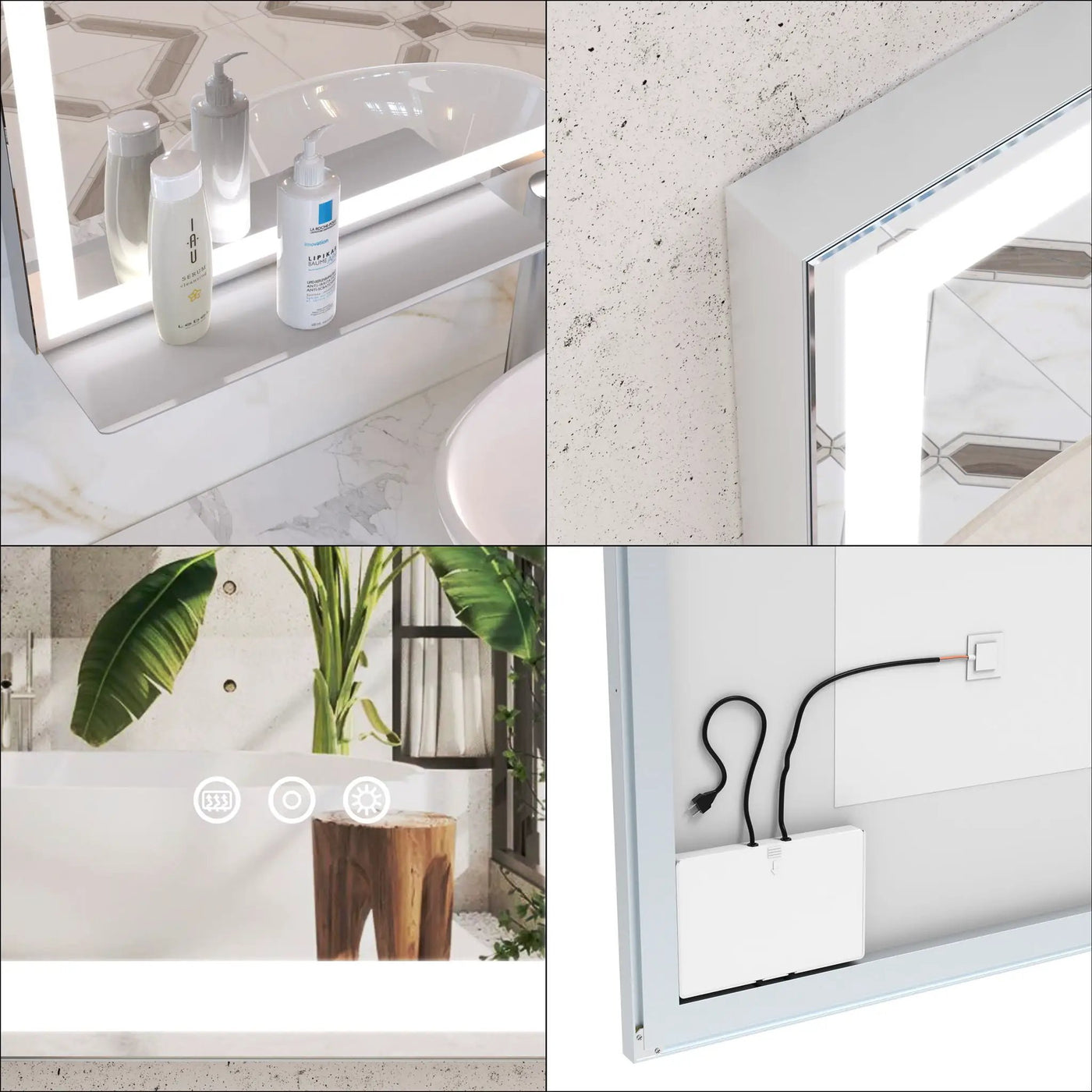 LED Bathroom Vanity Mirror Wall Mounted Adjustable / Warm / Natural Lights Anti-Fog Touch Switch With Memory Modern Smart Large Bathroom Mirrors by Unique Piece Furniture