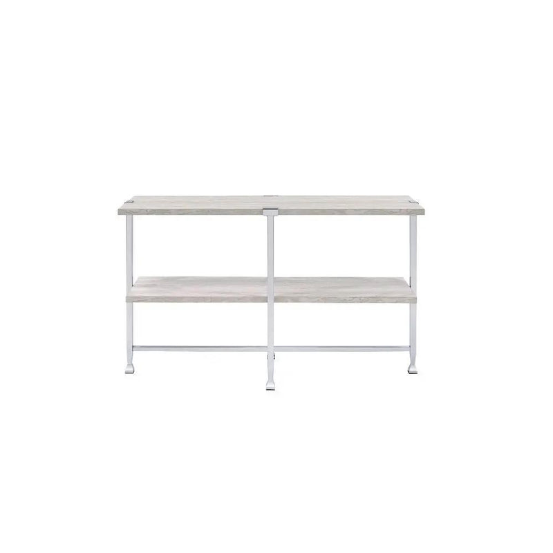 Brecon - Sofa Table - White Oak & Chrome by Unique Piece Furniture
