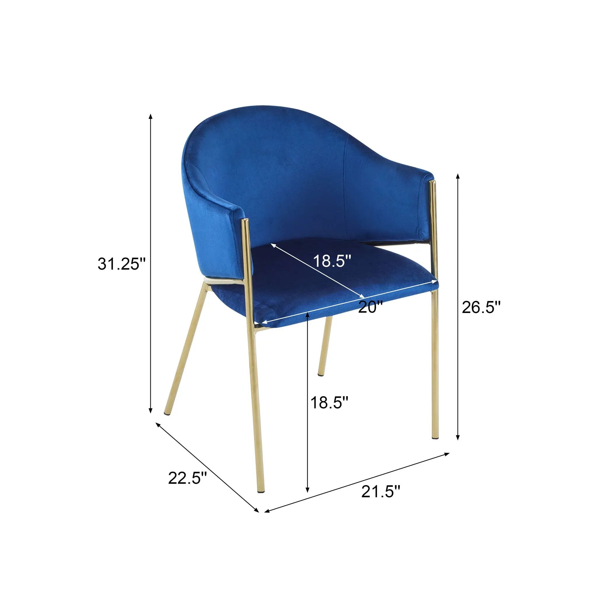 Modern Upholstered Dining Chair With Plush Velvet and Metal Frame by HouseOfZazla