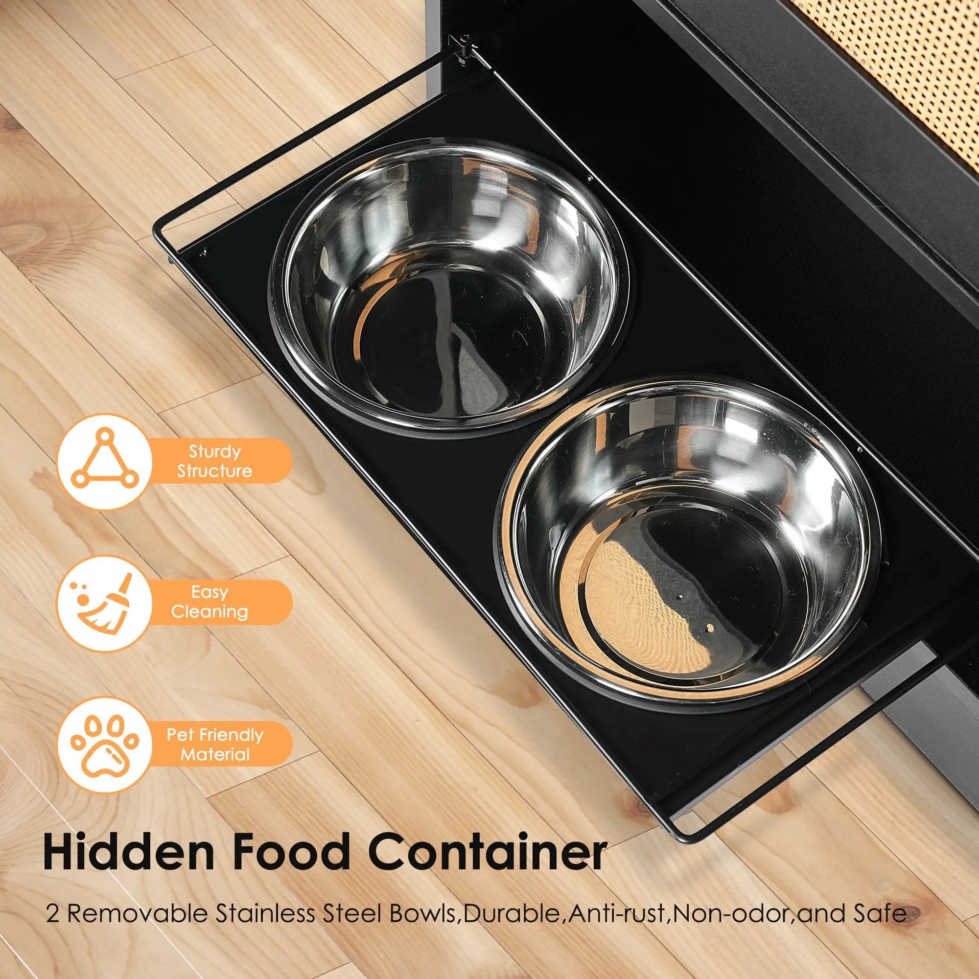 Feeding Station with 1 Storage Cabinet Black by HouseOfZazla