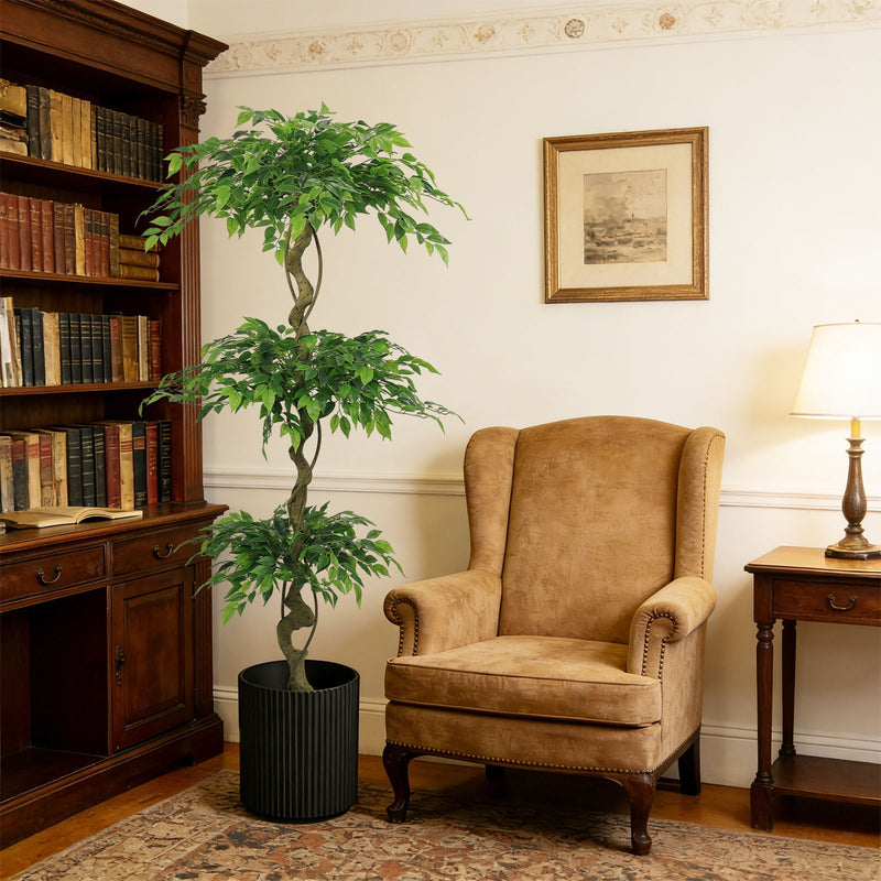 Artificial Ficus Tree With Pot For Home Decor Indoor Plant - Green by HouseOfZazla