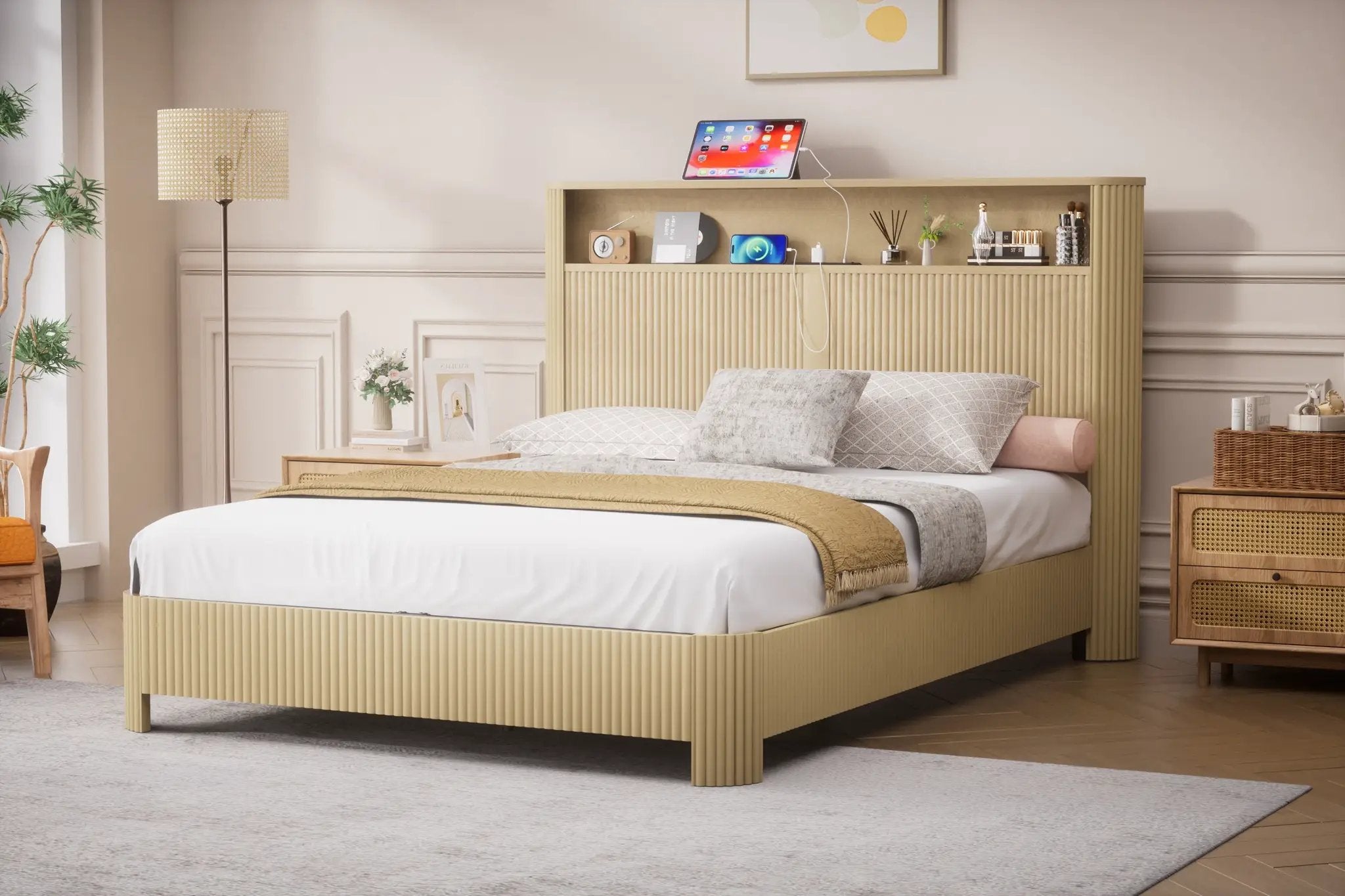 Queen Size Bed Frame With Storage Headboard by HouseOfZazla
