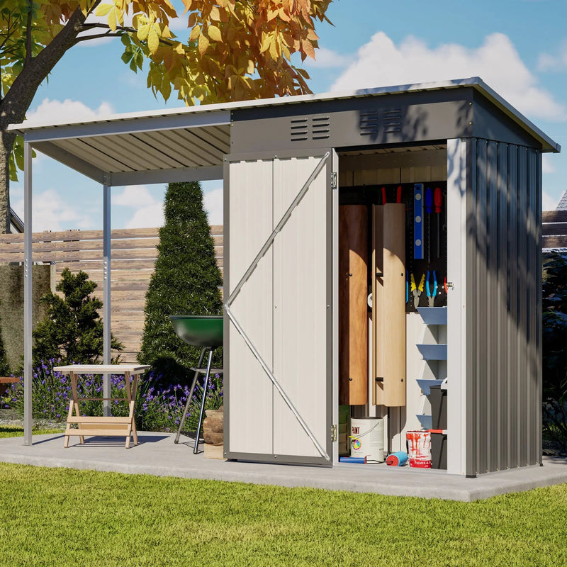 Durable 5x3FT Galvanized Steel Shed & Gazebo Combo by HouseOfZazla