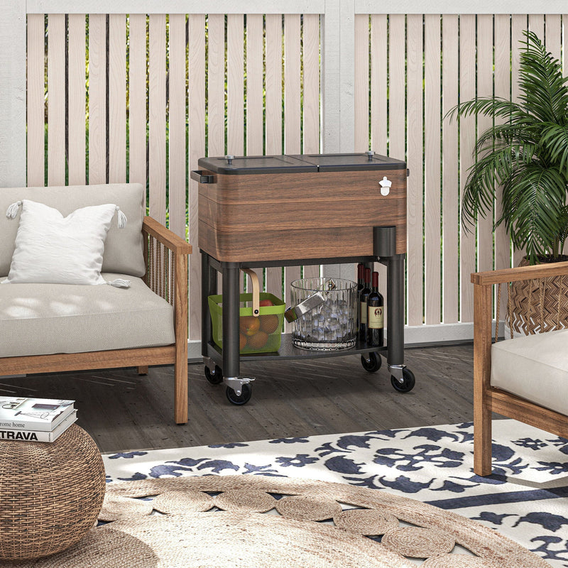 Outsunny Outdoor Cooler Cart, Rolling Beverage Ice Chest by HouseOfZazla