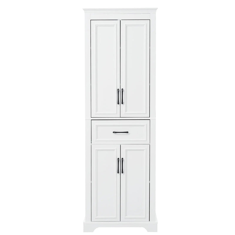 Freestanding Bathroom Vanity, Elegant Design With 4 Doors & 1 Drawer, Adjustable Shelves, Damping Hinges - White by HouseOfZazla
