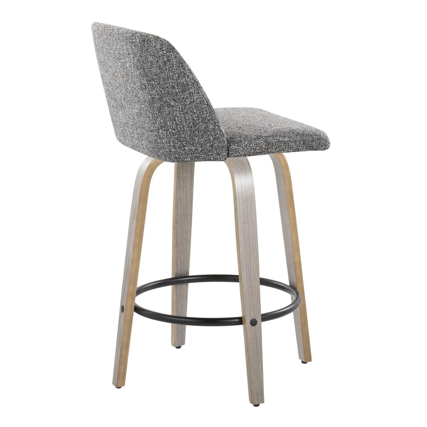 Toriano - Contemporary Fixed Height Counter Stool With Swivel & Round Footrest (Set of 2) by HouseOfZazla