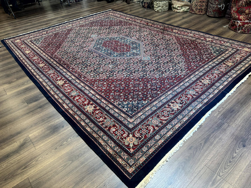 Indo Persian Bidjar Rug 9x12 Wool Handmade Carpet Dark Blue by Jewel Rugs
