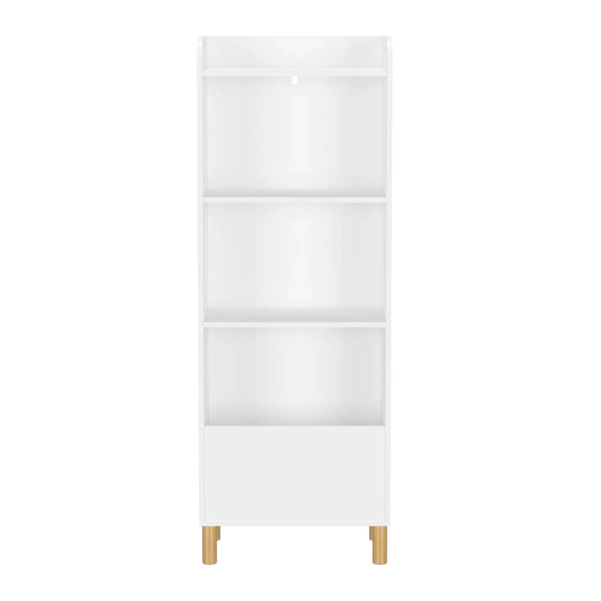 4 Tier Bookcase, Book Display With Safety Restraint, Storage Cabinet For Playroom - White by Unique Piece Furniture