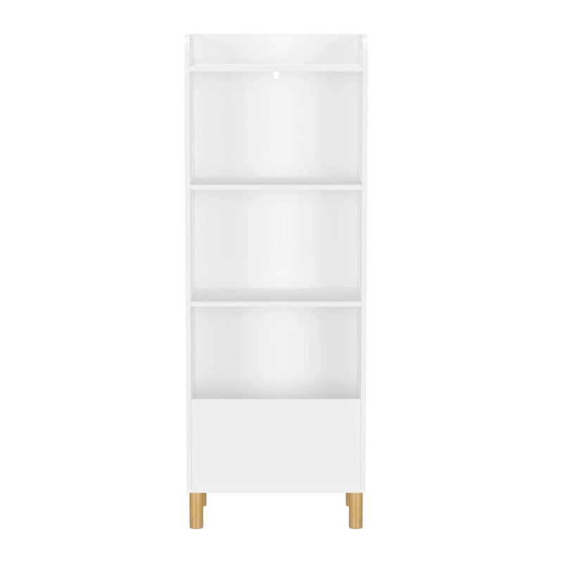 4 Tier Bookcase, Book Display With Safety Restraint, Storage Cabinet For Playroom - White by Unique Piece Furniture