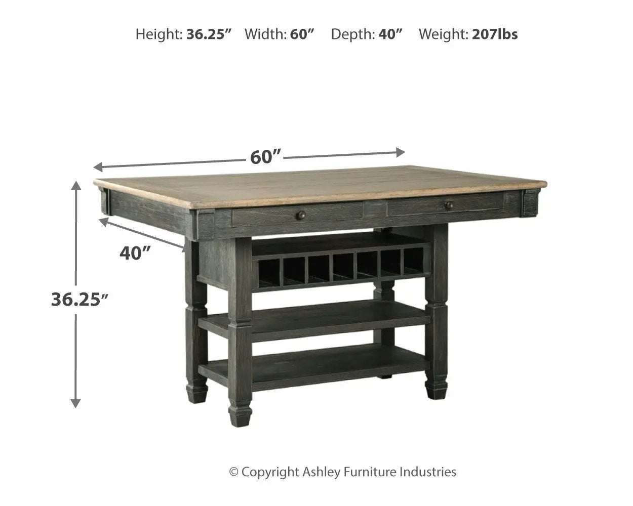 Tyler Creek - Rectangular Dining Room Counter Table - Black / Gray by Unique Piece Furniture