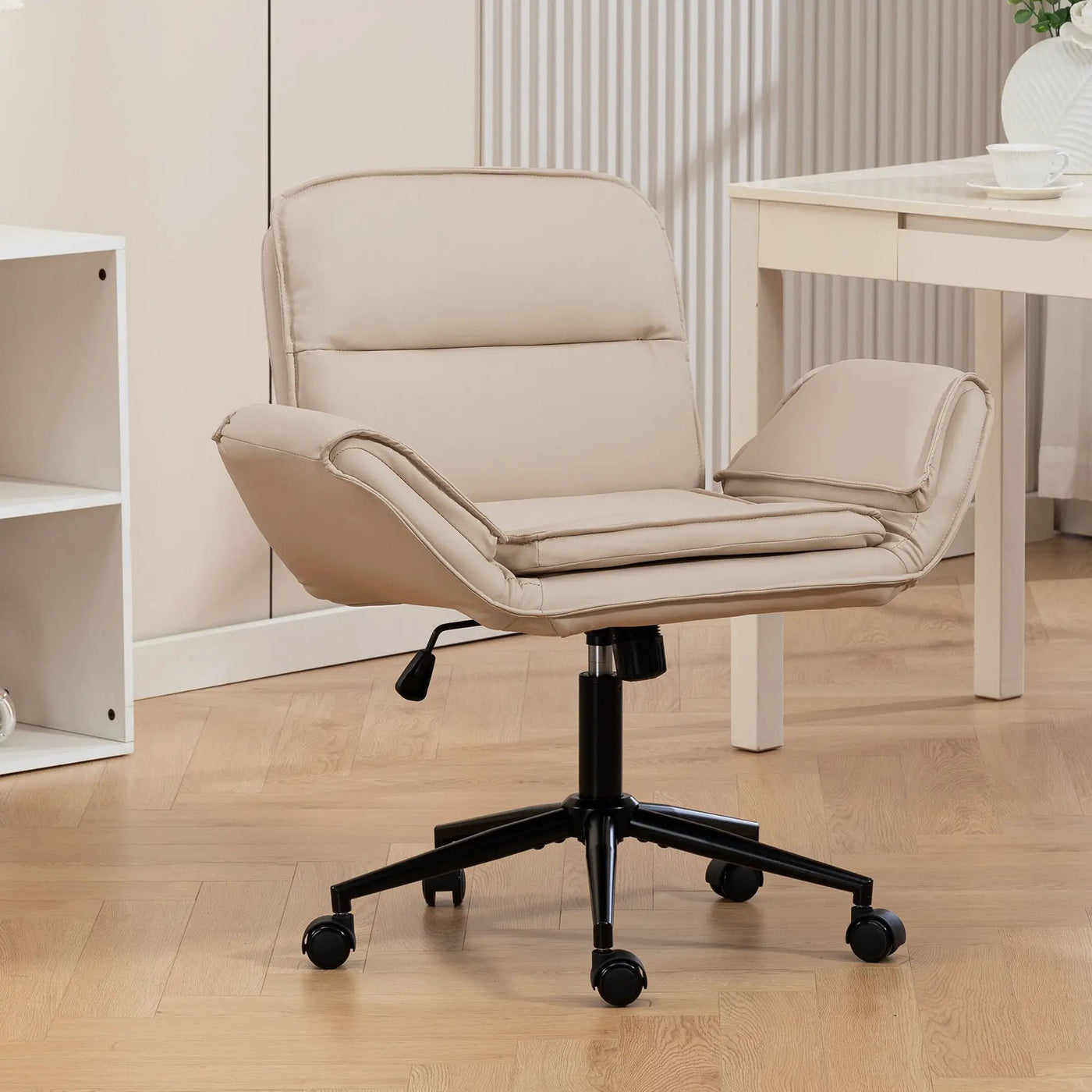 Criss Cross Swivel Desk Chair With Adjustable Armrests & Wheels For Home Office by HouseOfZazla