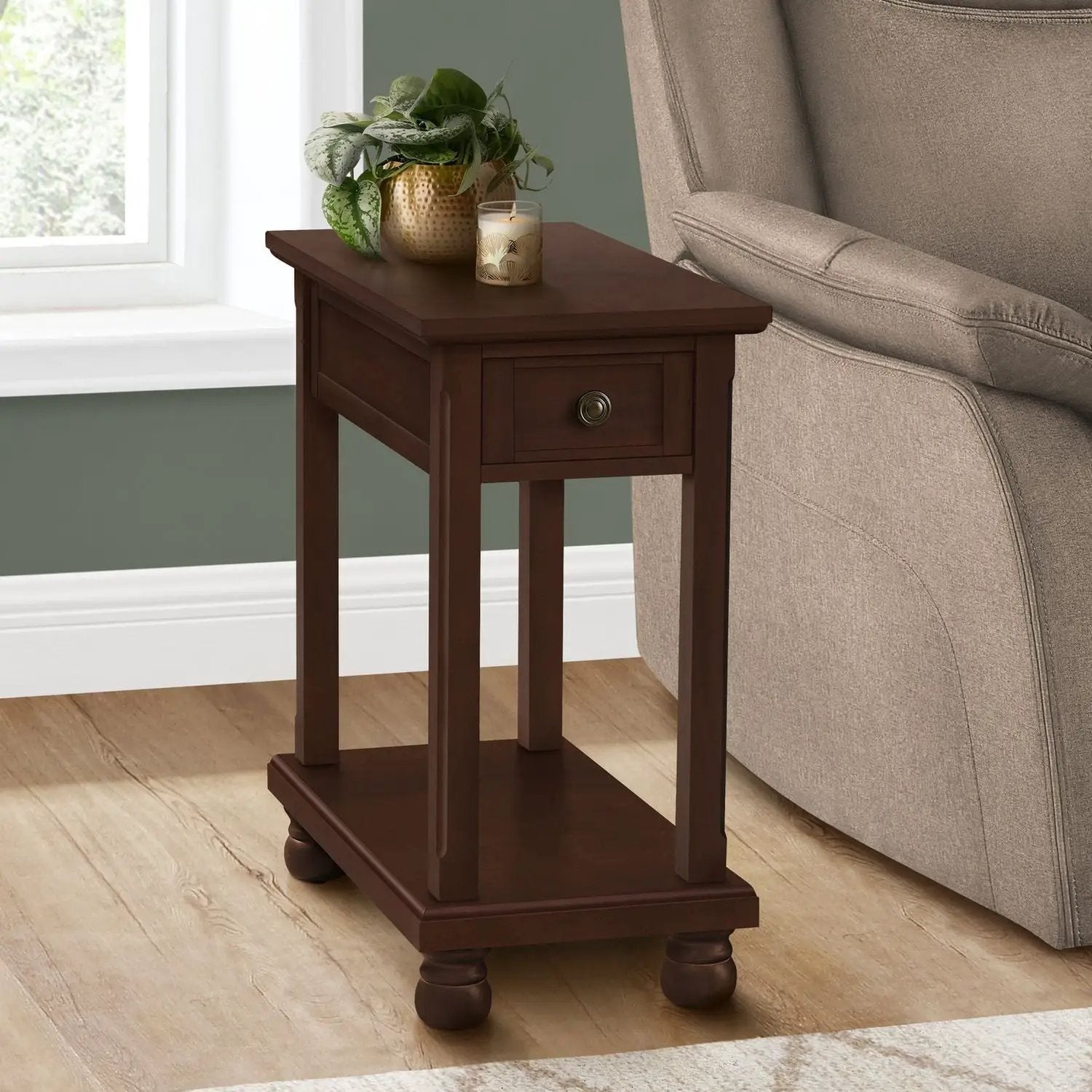 Accent End Table, Storage Drawer, Traditional - Espresso by Unique Piece Furniture