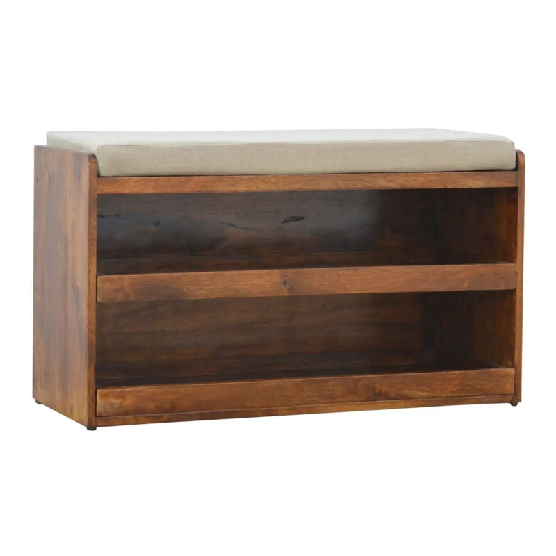 Pull Out Shoe Bench - Chestnut / Mud Linen by HouseOfZazla