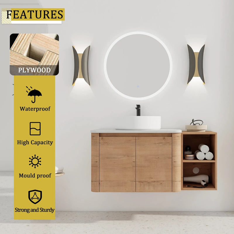 42" Wall-Mounted Bathroom Vanity With Ceramic Art Sink by HouseOfZazla