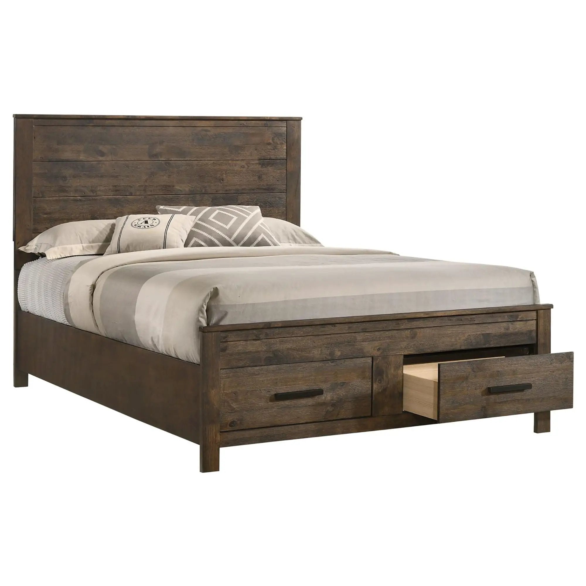 Queen Storage Bed With Platform Design And Drawer Storage - Brown by HouseOfZazla