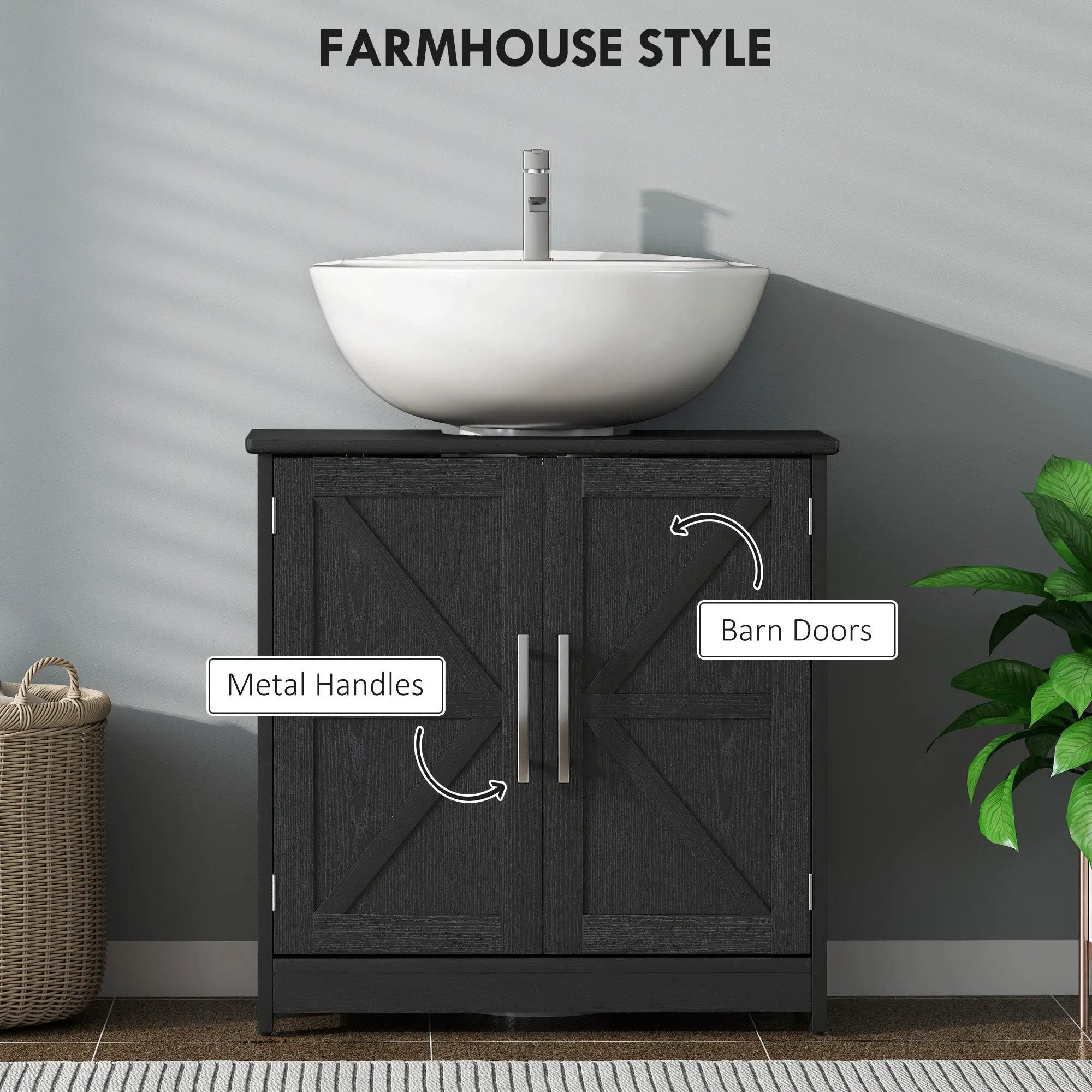 Pedestal Sink Storage Cabinet with 2 Barn Doors and Adjustable Shelf by HouseOfZazla