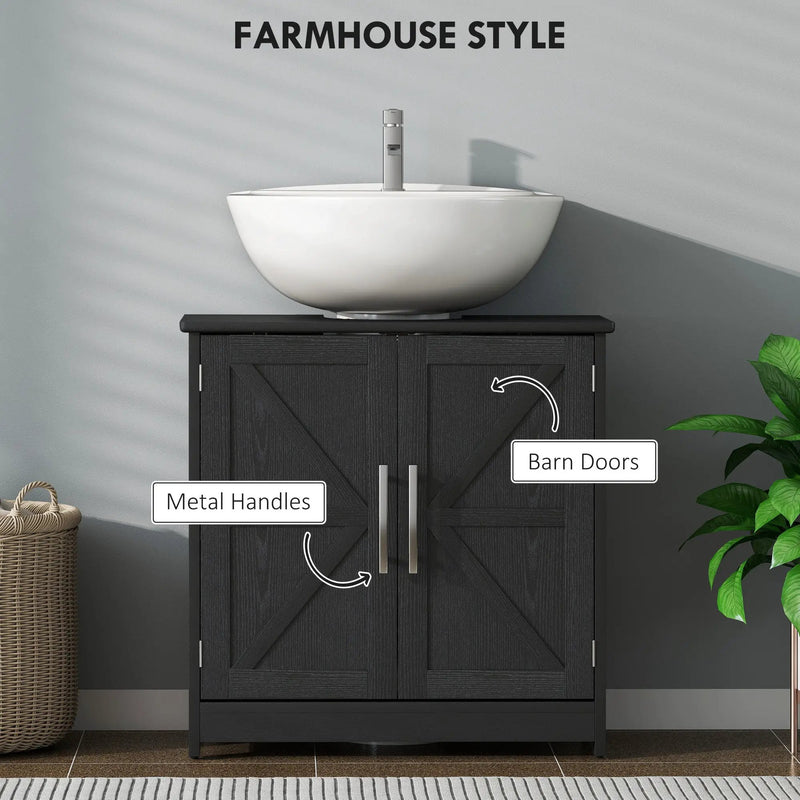 Pedestal Sink Storage Cabinet with 2 Barn Doors and Adjustable Shelf by HouseOfZazla