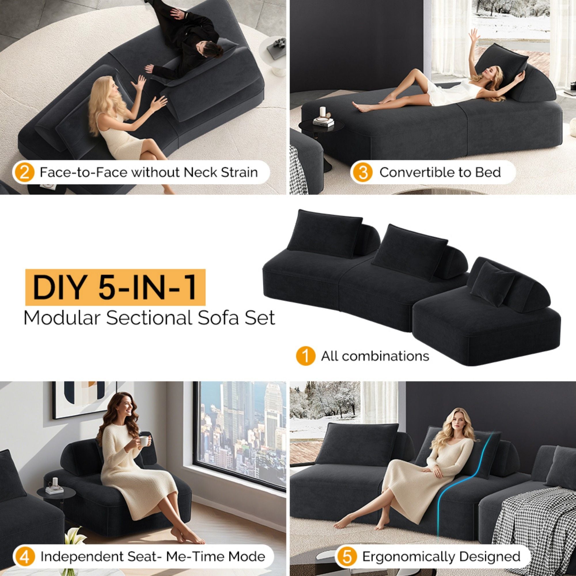 Modern Luxury Oversized Modular Sectional Sofa Set by HouseOfZazla