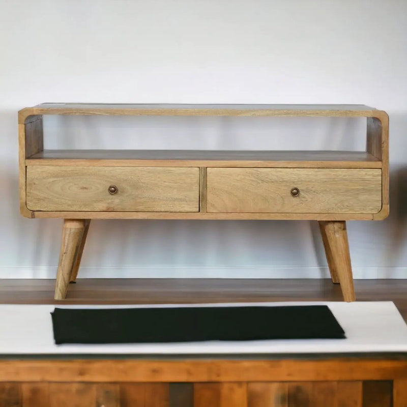 Solid Wood Curved Media Unit by HouseOfZazla