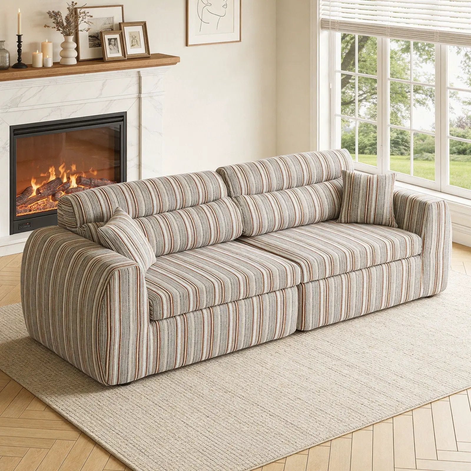 3 Seater, Couch With Throw Pillows For Living Room by Unique Piece Furniture