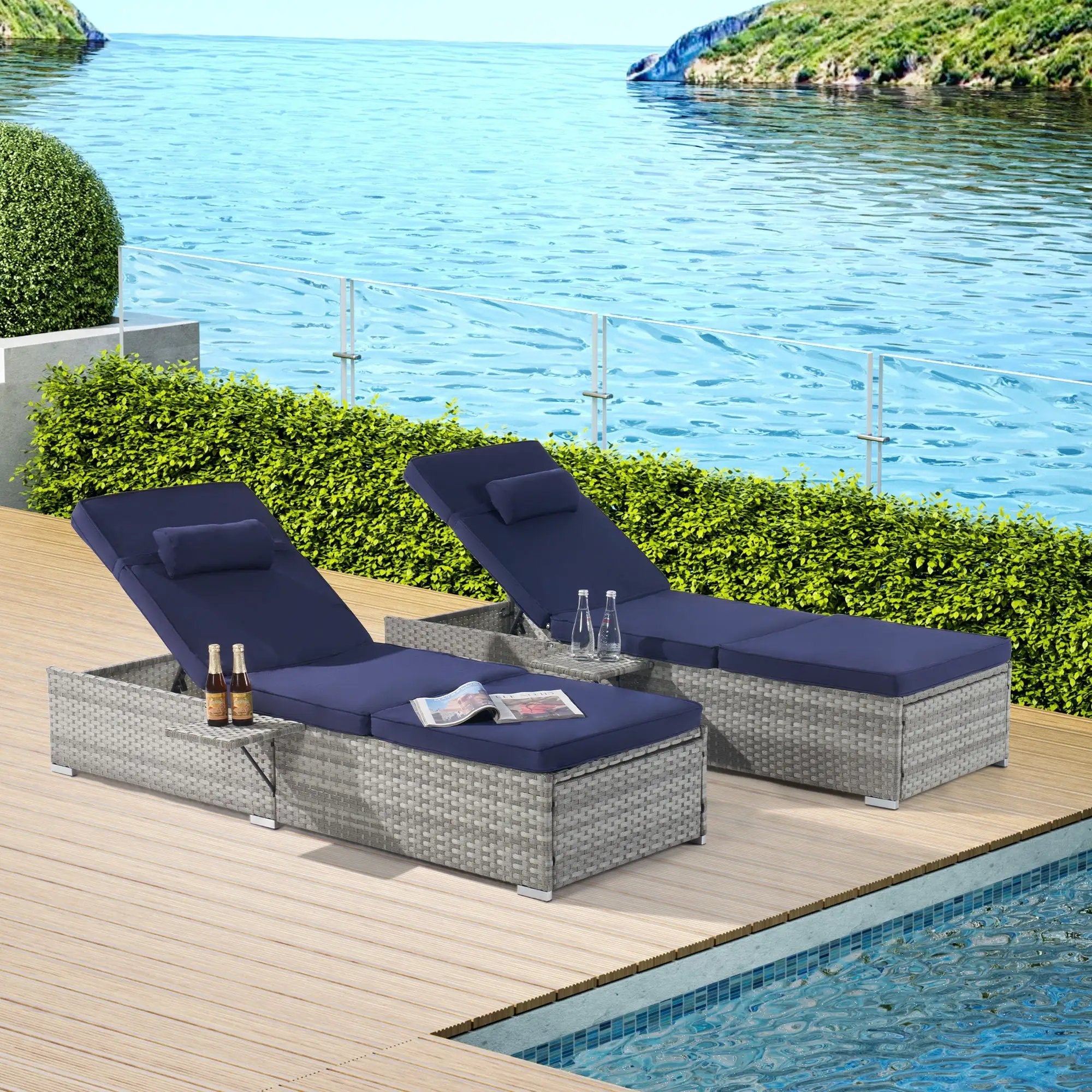 Outdoor Sofa Pe Rattan Furniture Deck Chair - Gray by HouseOfZazla