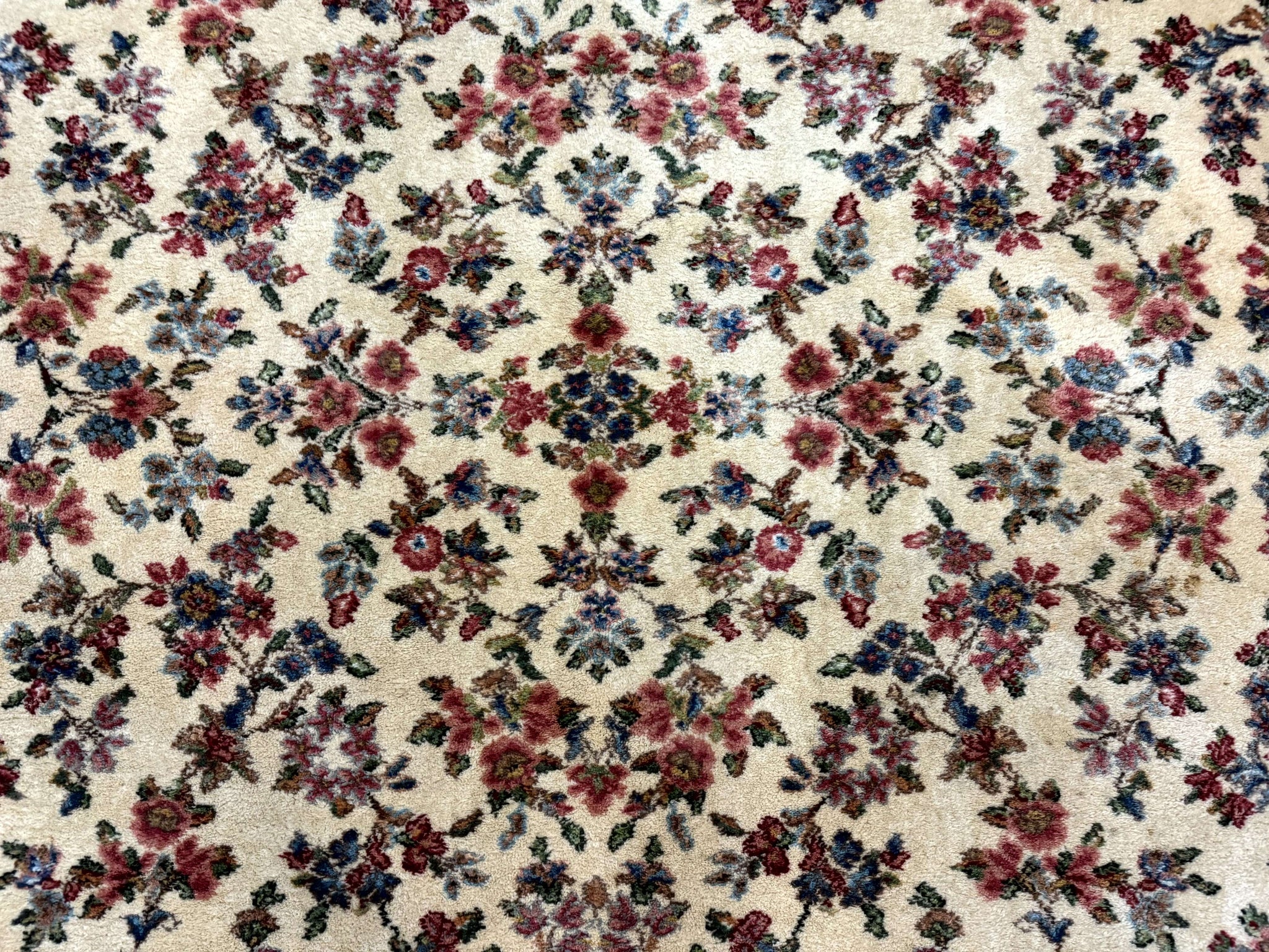 8.8 x 12 Karastan Rug #788 Ivory Kirman, Wool Vintage Original 700 Series by Jewel Rugs