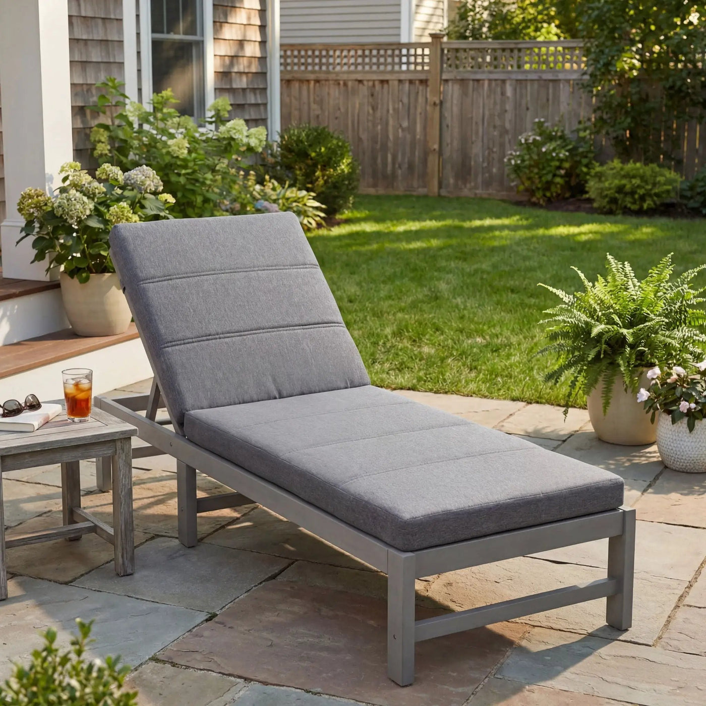 Outdoor Chaise Lounge Cushion Only, Water-Resistant Patio Lounge Chair Cushion With Removable Cover by HouseOfZazla