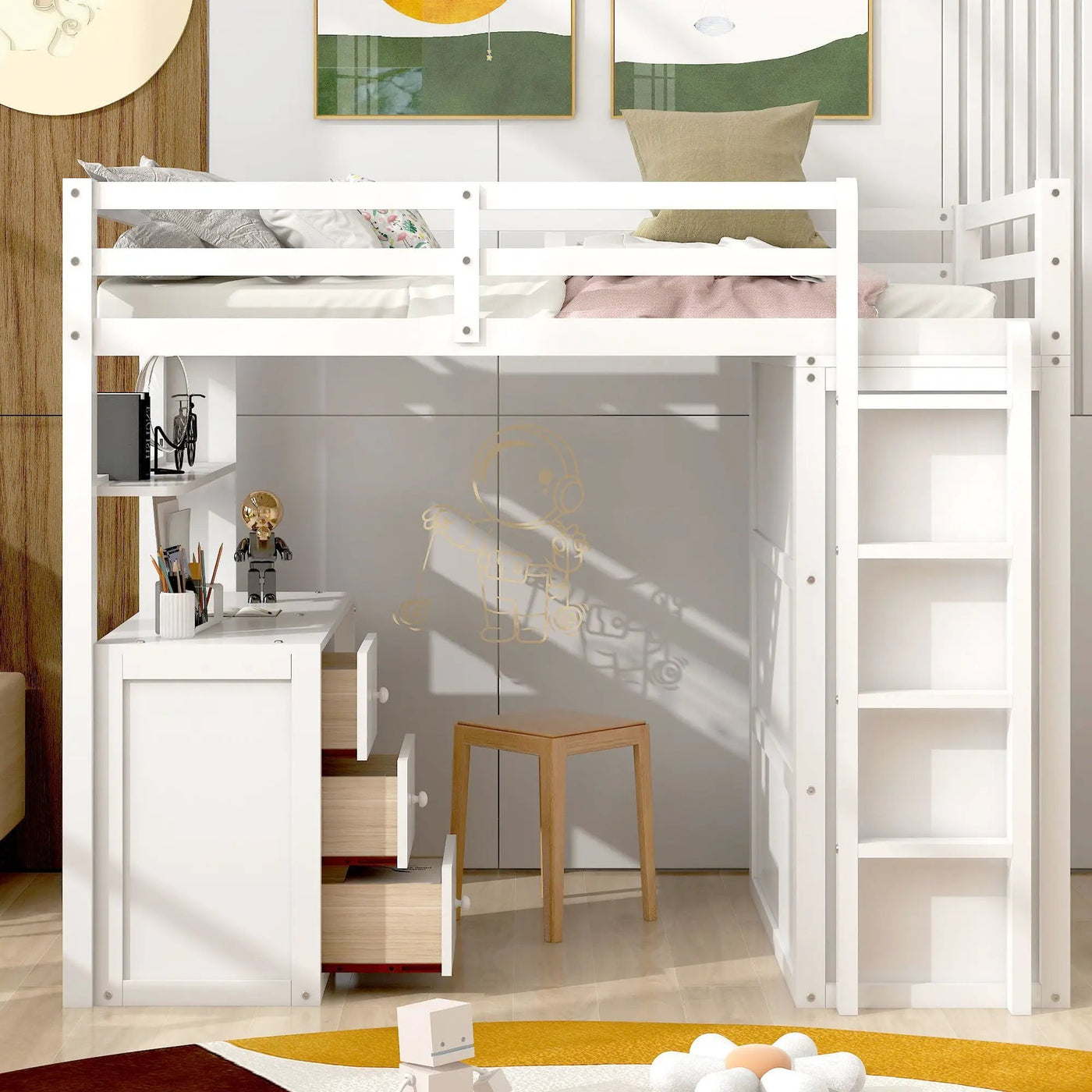 Loft Bed With Drawers, Desk, And Wardrobe by HouseOfZazla