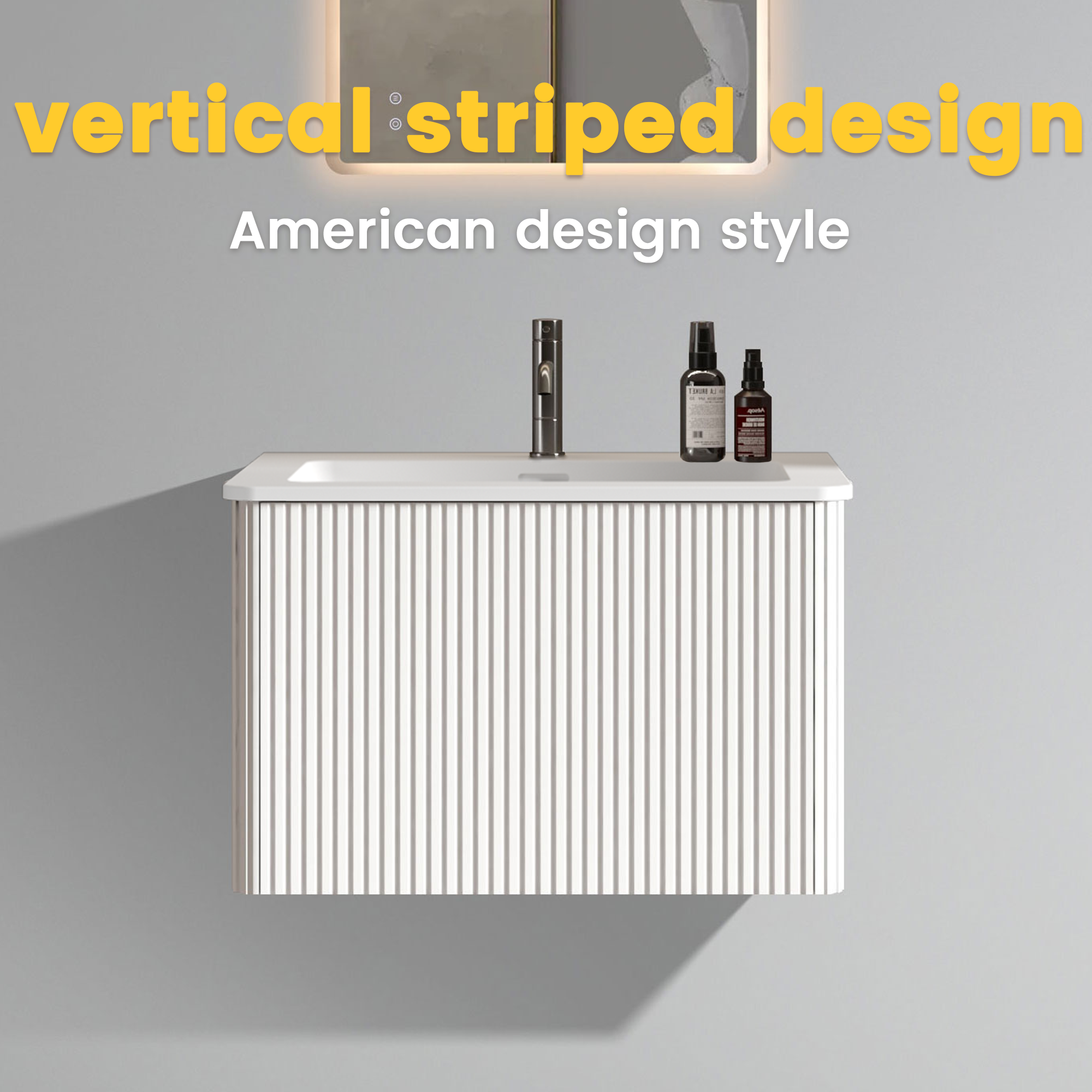 Etna 24" Striped Soft White Bathroom Vanity by HouseOfZazla