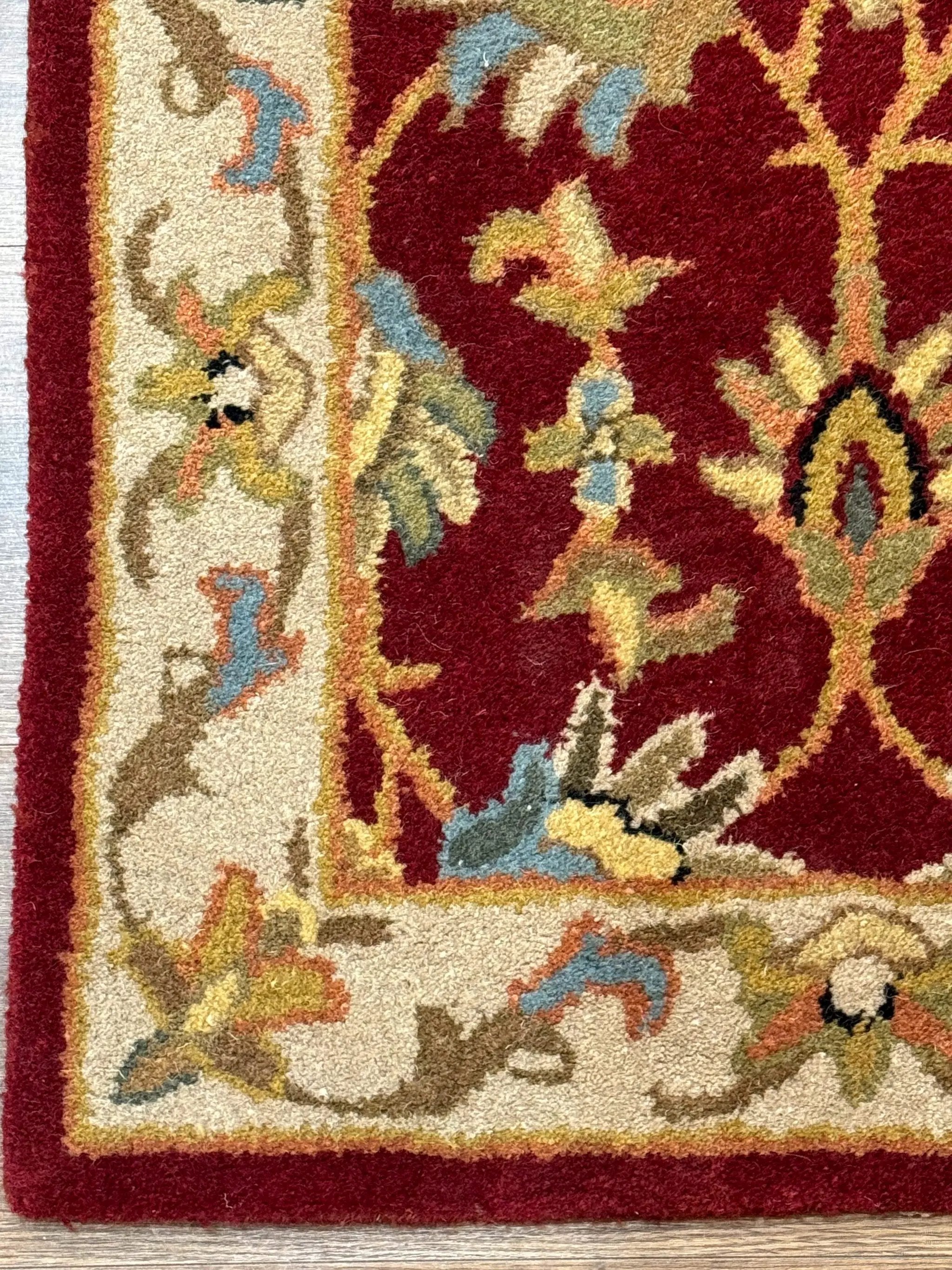 Small Floral Wool Rug 2x3, Safavieh Heritage Collection, Dark Red & Cream by Jewel Rugs